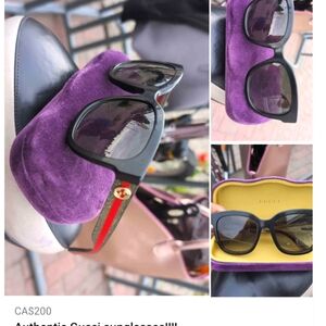 Gucci Black Sunglasses with Red & Green Stripe